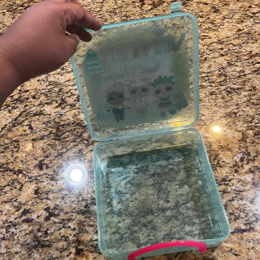 LOL Surprise Winter Chill Teal Glitter Plastic Storage Carrying Case with Handle